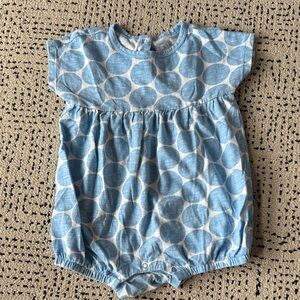 Primary Blue and White Polka Dot Romper